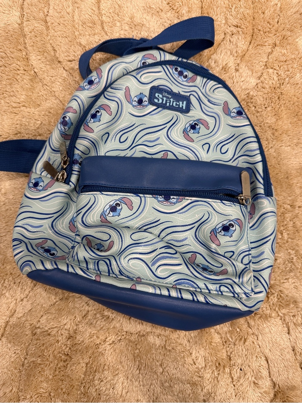 Disney Stitch Mini Backpack in Light Blue and Navy Trim